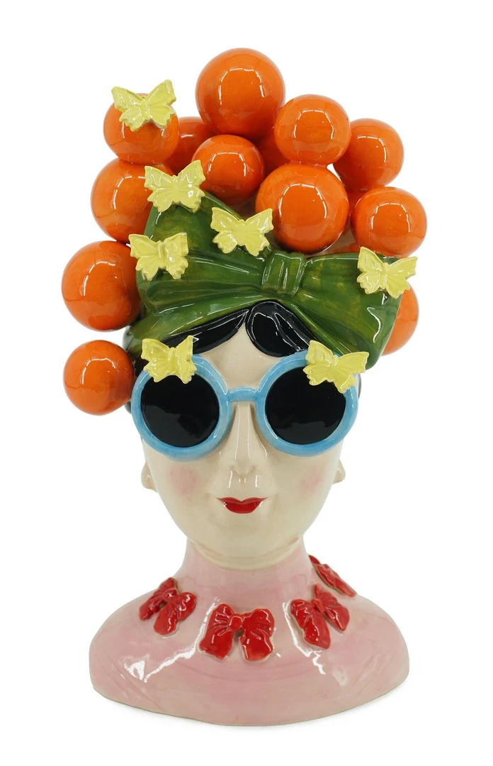 Set di 4 Decorazioni Ceramica Volto con Frutta H37 - ZEYRA