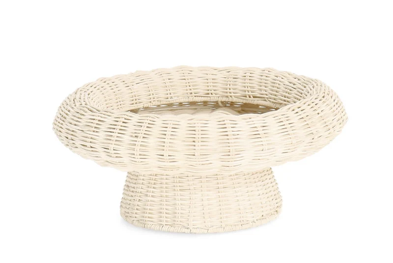 Set di 2 alzate decorative in rattan intrecciato con base - IRELE