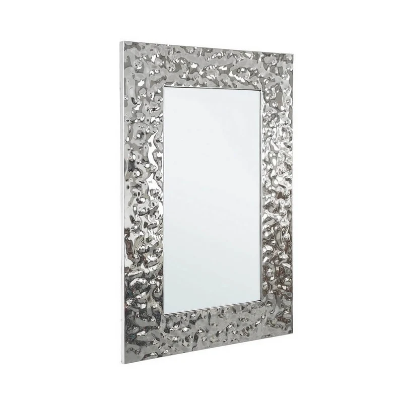 Specchio da Parete con Cornice in Acciaio Argento Lucido 70x110 - HIRST