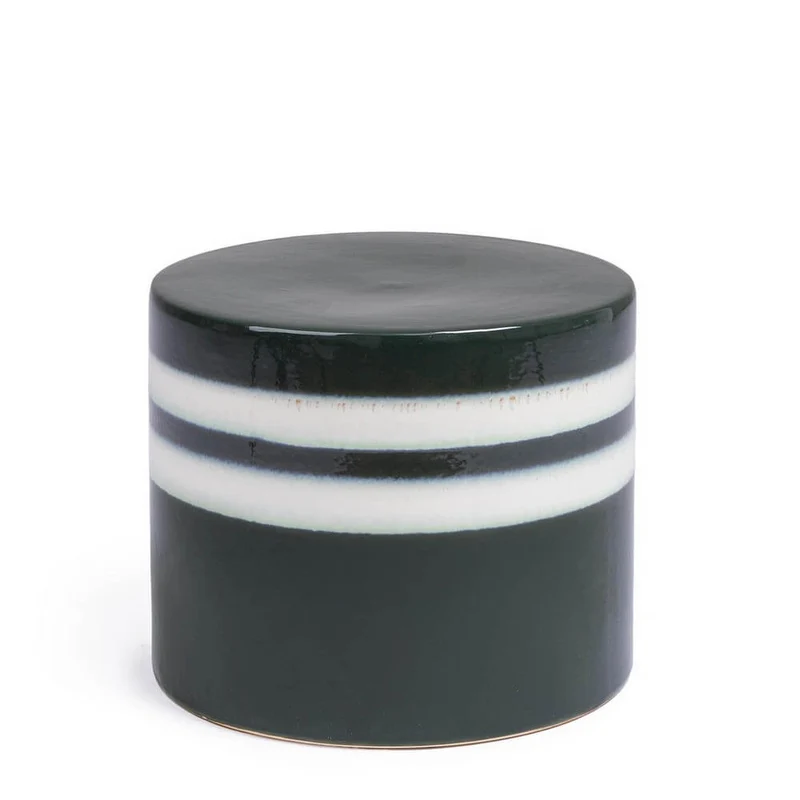 Tavolino Decorativo in Ceramica Smaltata con Righe - ZALEM
