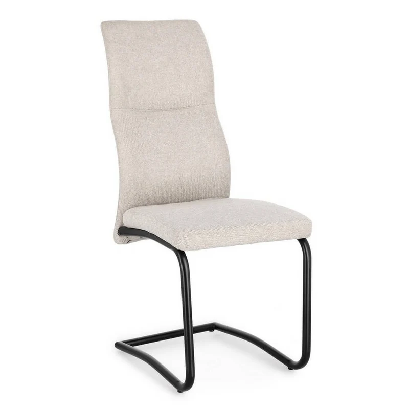 Set di 4 Sedie Imbottite in Tessuto con Gambe in Acciaio Verniciato - THELMA
