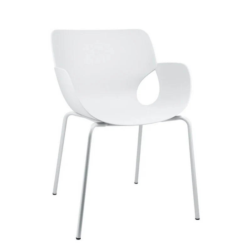 Set di 4 Sedie con Braccioli in Plastica e Gambe in Acciaio Impilabili - LENNOX