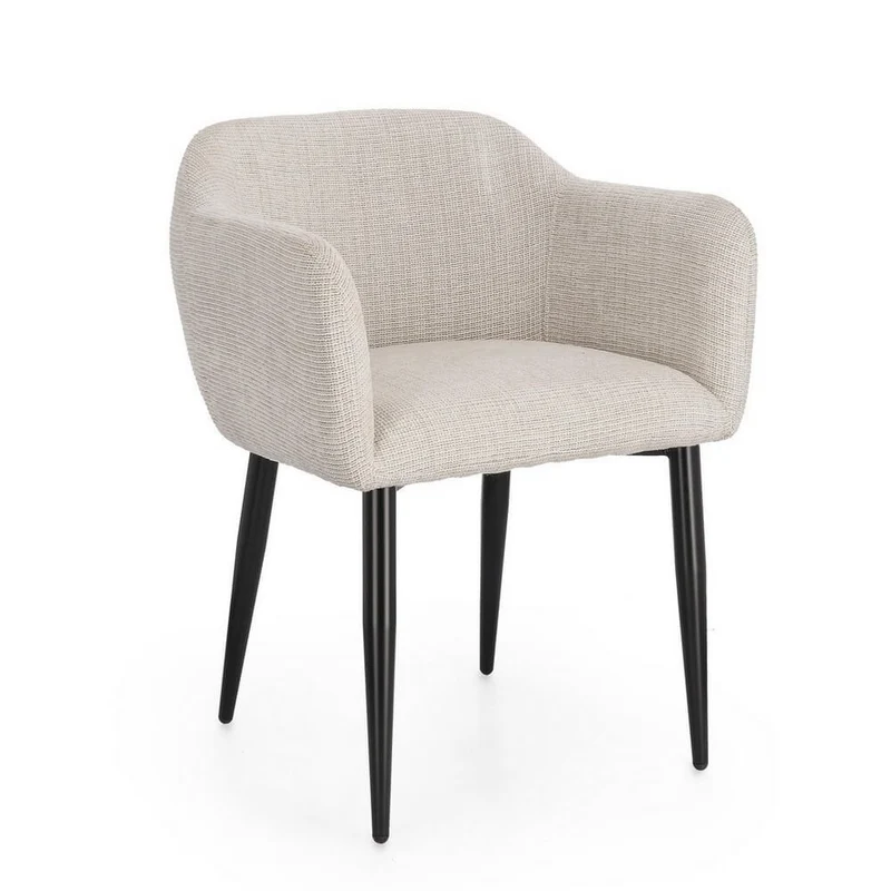 Set di 2 Sedie con Braccioli Imbottite in Tessuto Gambe in Acciaio - KATI