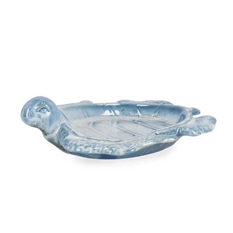Piatto decorativo in gres a forma di tartaruga blu marino - ZACINTO