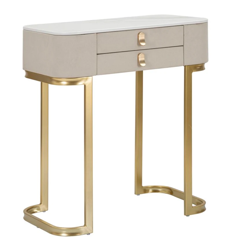 Console in Tessuto con Piano Effetto Marmo e 2 Cassetti - BEAUTY