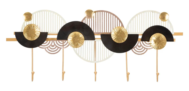 Appendiabiti da Parete in Metallo con 5 Ganci Design Astratto - ART