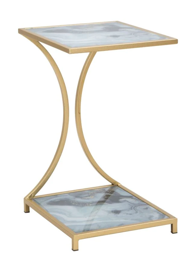 Tavolino quadrato in metallo dorato con piano in marmo - GLAM LEVEL