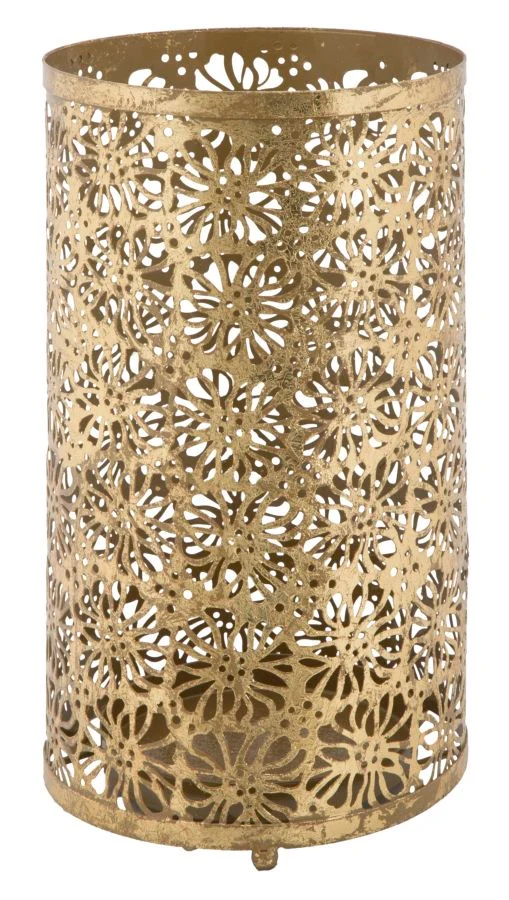 Portaombrelli rotondo in metallo dorato con decori floreali - FIORI GLAM
