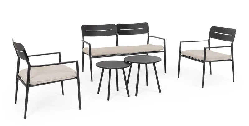 Set salotto da giardino in acciaio con cuscini 5 pezzi antracite - GARGANO