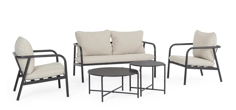 Set da 5 Pezzi Salotto da Giardino con Cuscini in Acciaio Antracite - OSTUNI