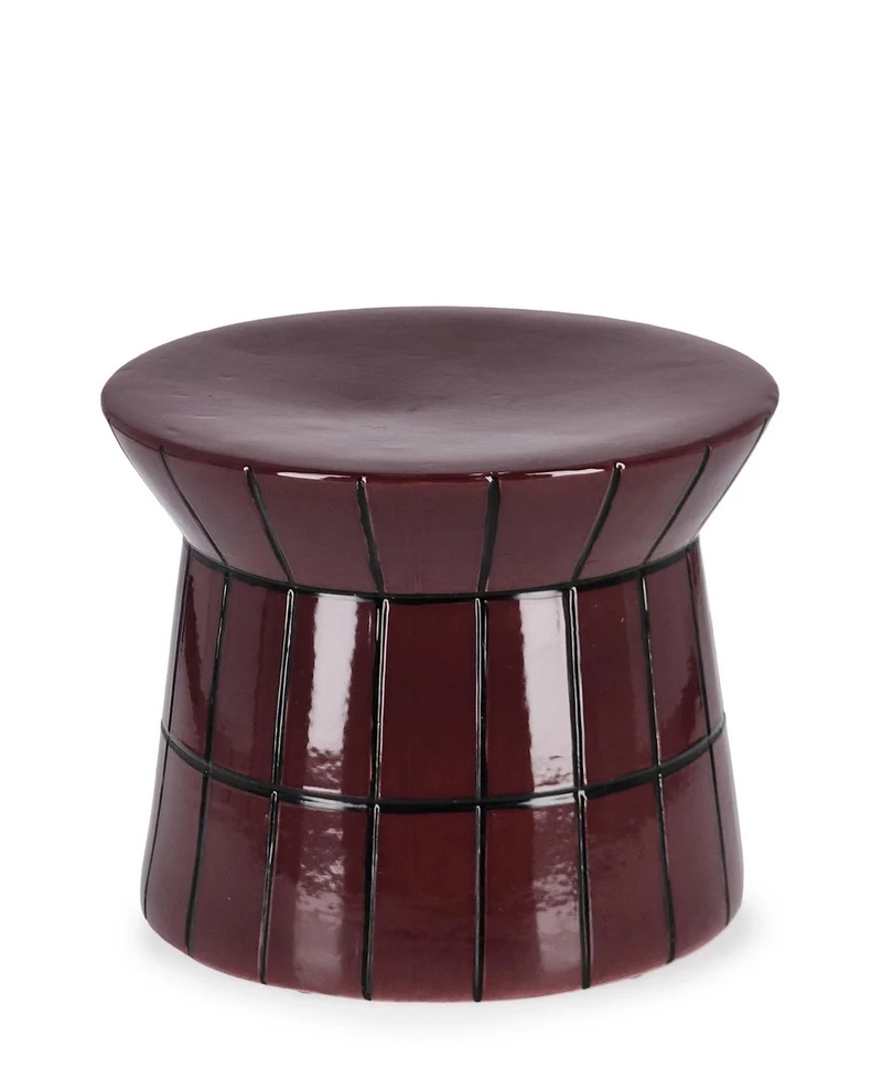 Tavolino decorativo in terracotta smaltata bordeaux fatto a mano H30 - ABBES