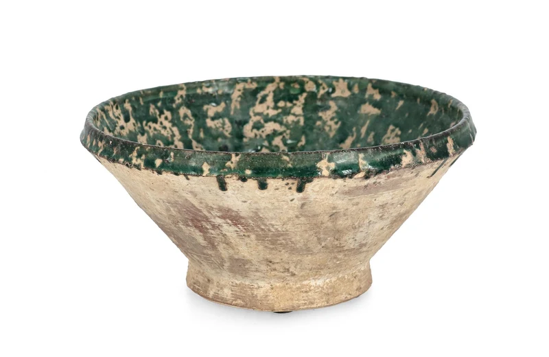 Set di 2 Ciotole Decorative in Terracotta Smaltata Verde 26cm - RUNE