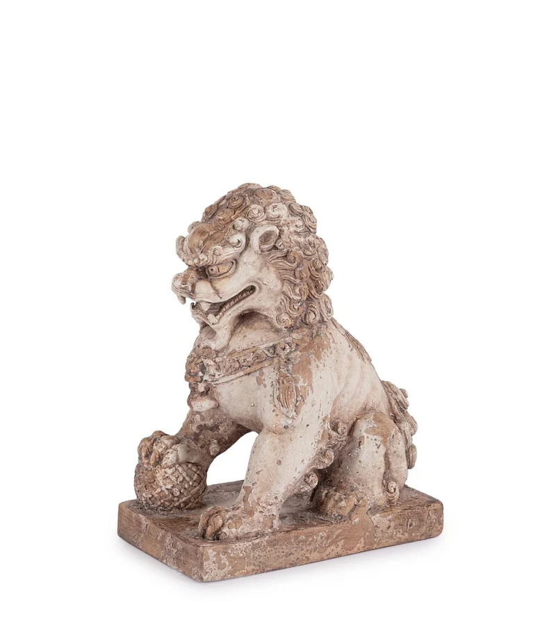 Set di 2 Statue Leone Cinese Foo in Magnesia da Esterno H34 - LEONE