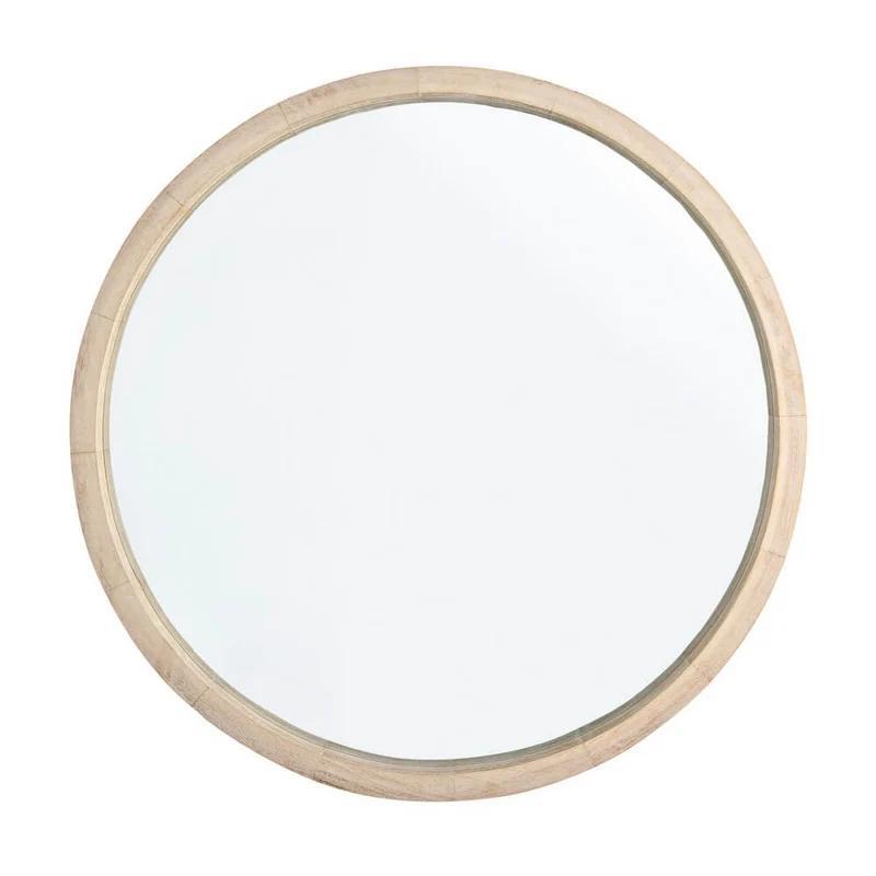 Specchio Rotondo con Cornice in Legno di Paulonia 52 cm - YOUNG
