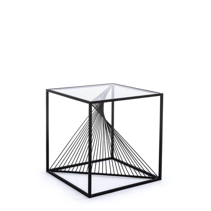Tavolino da Salotto in Acciaio e Vetro Design Geometrico - WILLIAM