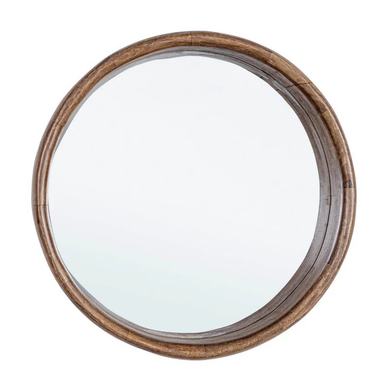 Specchio Rotondo con Cornice in Legno di Mango 55 cm - WESLEY