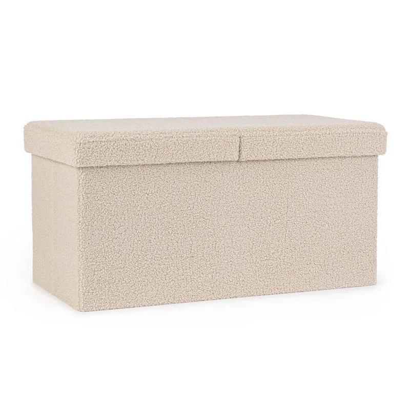 Set di 2 Pouf Contenitore Pieghevole Rettangolare in Tessuto Bouclé - MARTIN