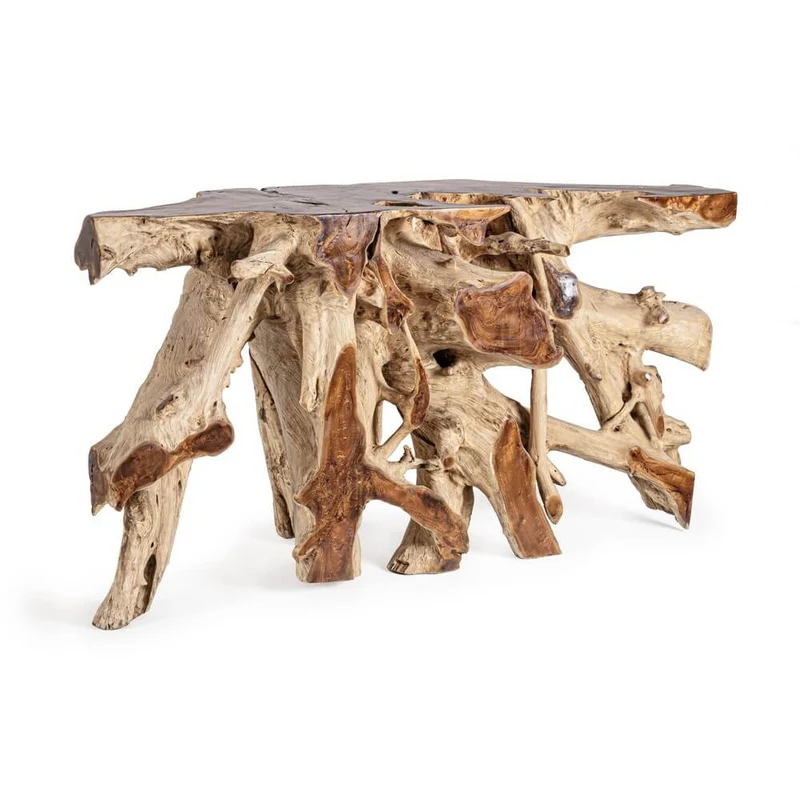 Consolle in Radici di Teak Naturale Fatta a Mano 150x45 - ROSE