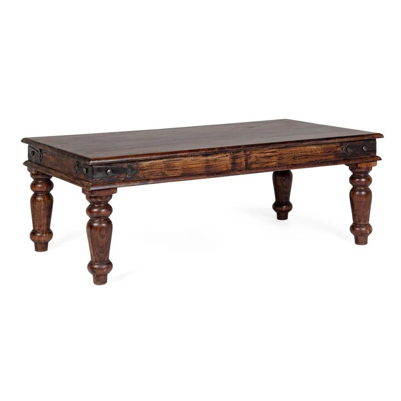 Tavolino da Salotto in Legno Massello di Acacia Stile Etnico - OASIS