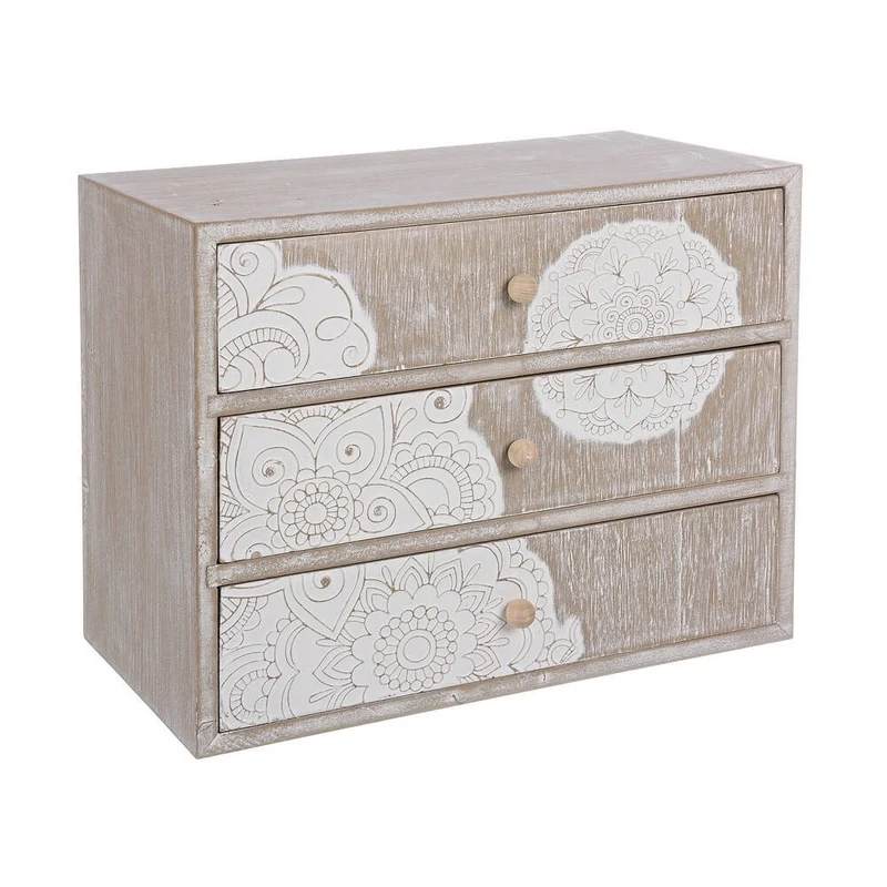 Cassettiera in legno MDF 3 cassetti con decori mandala boho - RAFAEL