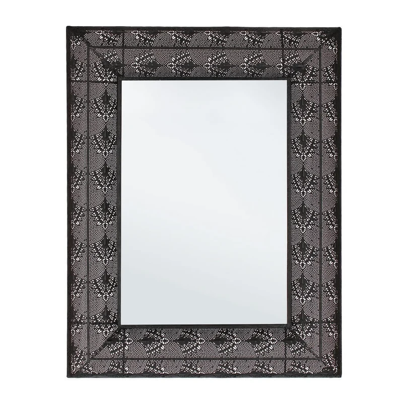 Specchio da Parete con Cornice in Metallo Traforato Nero 70x90 - PARKER