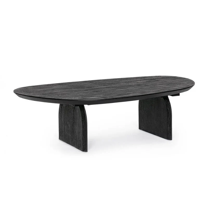 Tavolino da salotto ovale in legno di mango nero - MAXIM