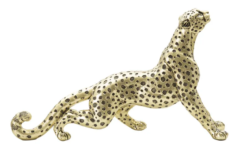 Statuetta Leopardo Seduto Dorato e Nero 33x19,5 cm - LEODOL