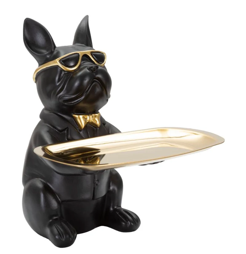 Statuetta Bulldog con Vassoio Portaoggetti Design Cartoon - BULLDORG