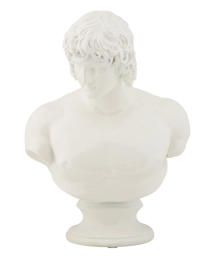 Busto Decorativo Uomo Stile Rinascimentale in Resina Bianca - CENTO