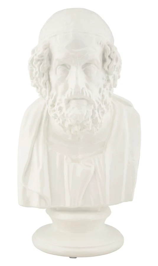 Scultura decorativa busto vecchio saggio in resina bianca 25 cm - SAGALIS
