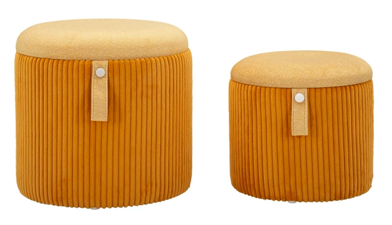 Pouf con Contenitore Rotondi Set 2 Pezzi Impilabili - BOLZANO