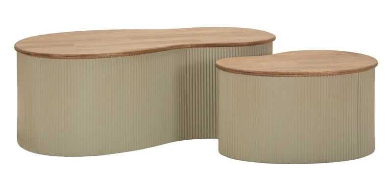 Coppia tavolini da caffè rettangolari bicolore legno e bianco - FRANKFURT