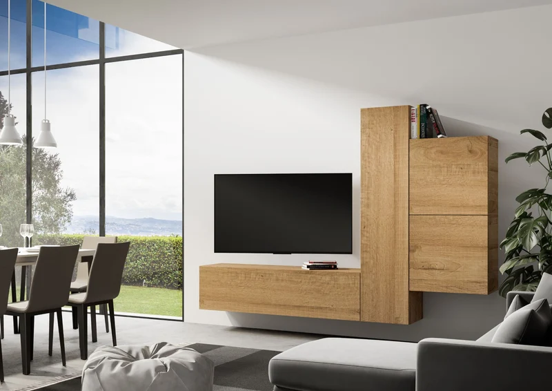 Composizione parete soggiorno A112 L.254 H.173,6 P.39,2 - ISOKA