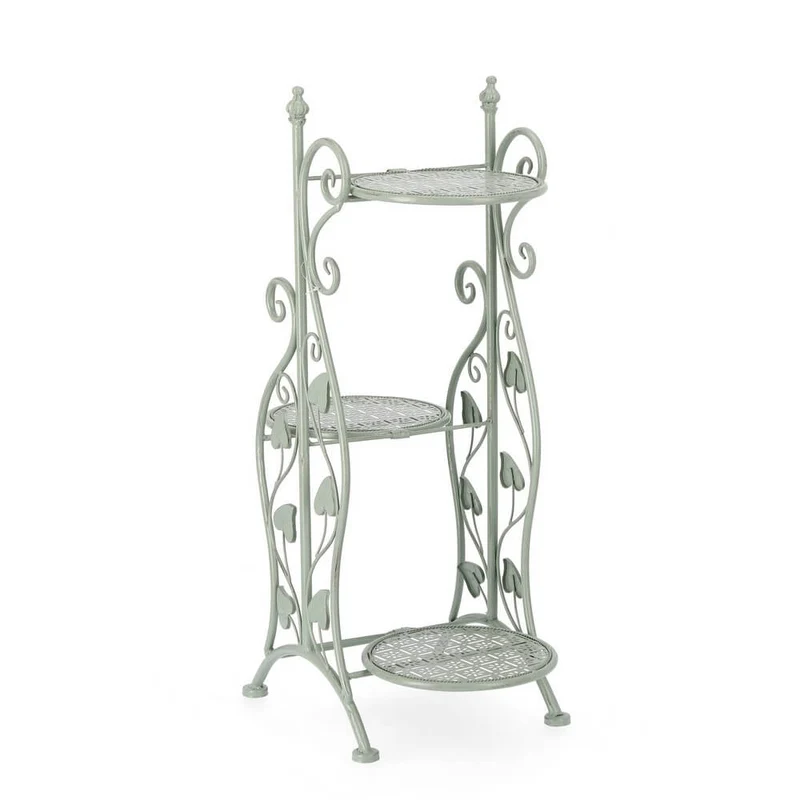 Set di 3 Porta Fiori in Acciaio con 4 Piani Rotondi Stile Romantico - GIANNA