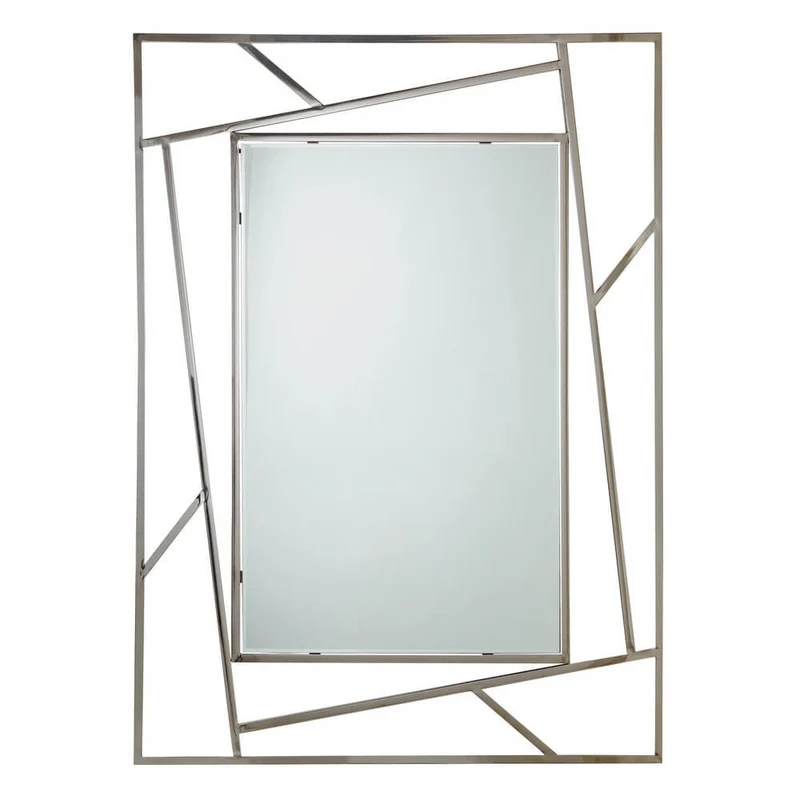 Specchio Rettangolare con Cornice in Acciaio Geometrica 120x90 - GAVIN