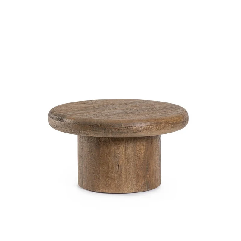Tavolino da salotto rotondo in legno di mango naturale - CELESTIAL