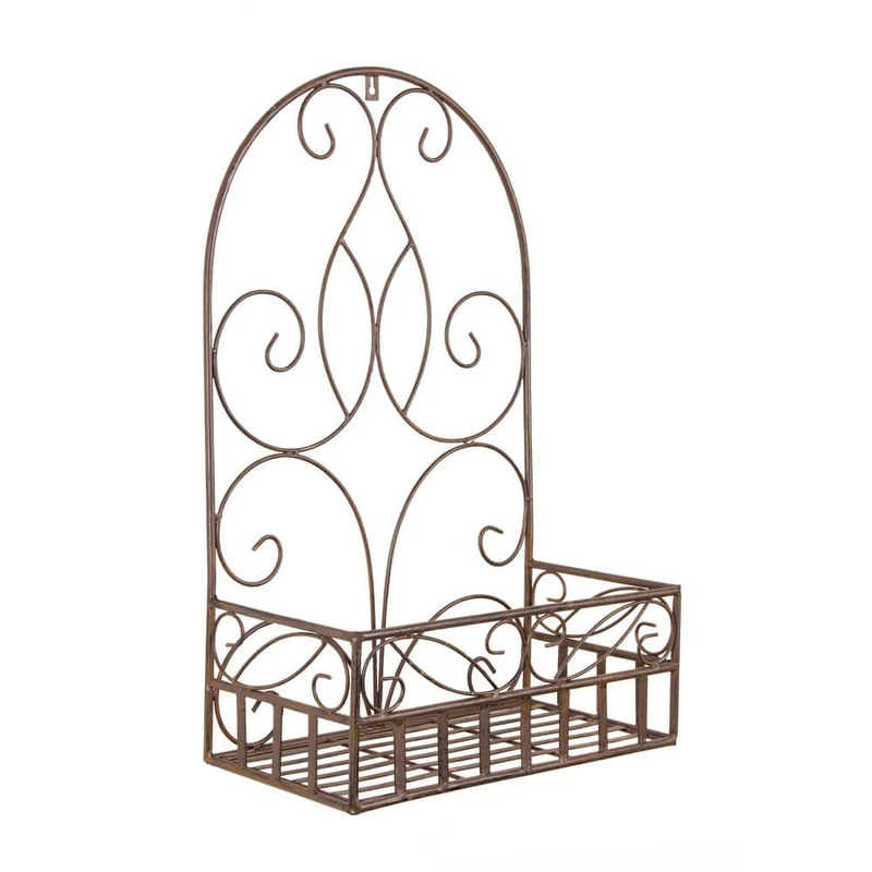 Set di 4 Porta Fiori da Parete in Acciaio Stile Vintage Marrone - EMMA