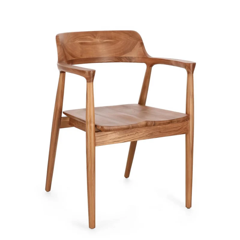 Set di 2 Sedie con Braccioli in Legno di Teak Naturale 59x57 - ELOISE