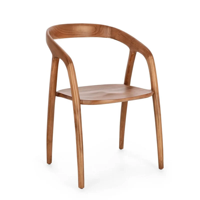 Set di 2 Sedie con Braccioli in Legno di Teak Naturale 54,5x56 - ELOISE