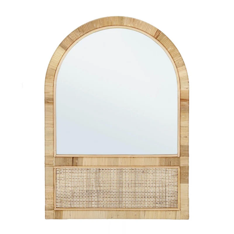 Specchio ad Arco con Cornice in Rattan Naturale 50x70 cm - EDWARDS