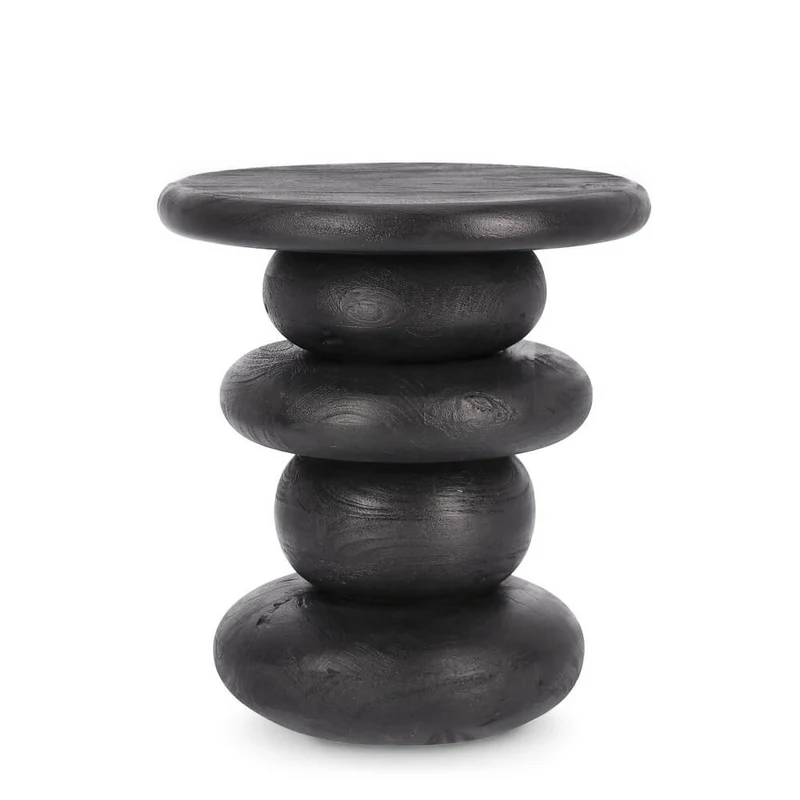 Tavolino in Legno di Mango Nero con Base Scultorea - ALEXIA