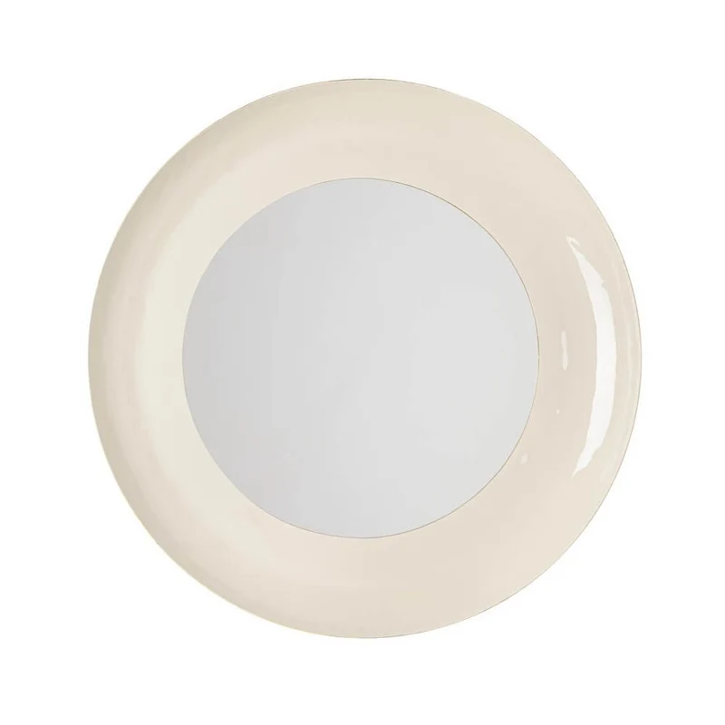 Specchio Rotondo con Cornice in Metallo Beige 60 cm - CAMPBELL