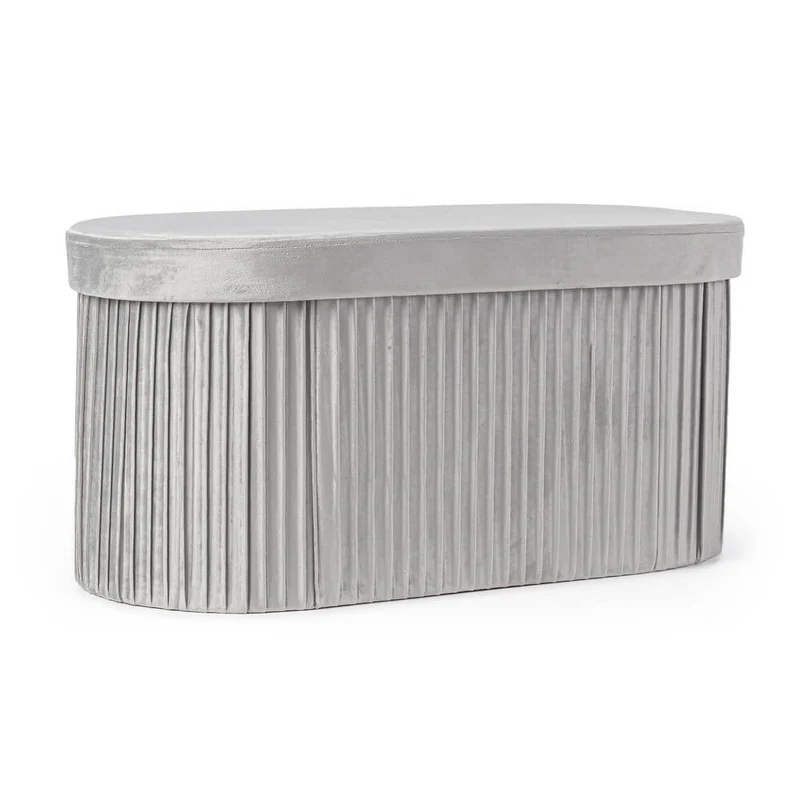 Set di 2 Pouf Contenitore Ovale in Velluto Plissettato - HARRIS