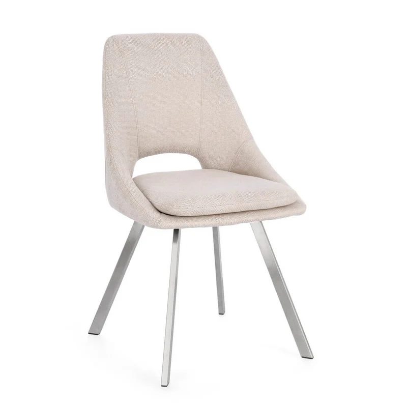Set di 2 Sedie Imbottite in Tessuto con Gambe in Acciaio - GRIFFIN