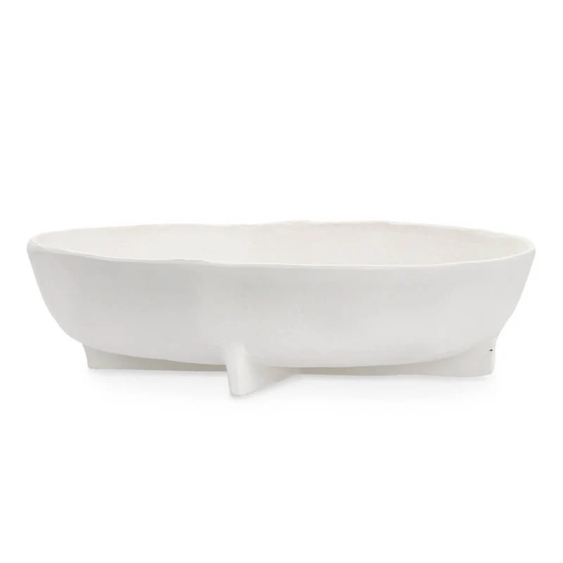Ciotola Decorativa in Alluminio Bianco Fatta a Mano 31x30 cm - SAKI