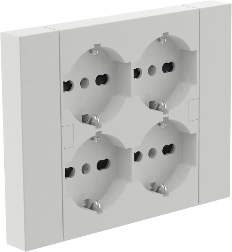Multipresa da incasso Quadra 4 Posti Universali P40, compatibile con tutte le scatole da incasso 3 posti (muratura o cartongesso)