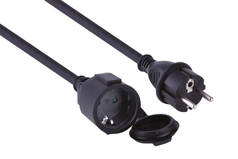 Prolunga da cantiere in gomma neoprene per esterni IP44, Cavo H07RN-F 3G1.5, presa con coperchio Schuko, Lunghezza: 5/10/20/30M