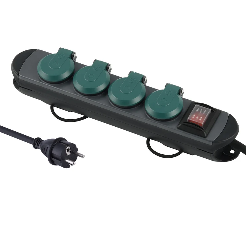 Multipresa Professionale Outdoor 4 prese schuko, IP44, Cavo in Gomma 1,8 metri