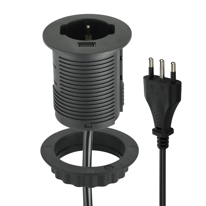 Multipresa Grommet da Incasso + 1 USB 2A QC