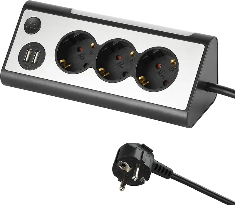 Multipresa Angolare 3 Posti + 2 USB 2.1A + Luce LED